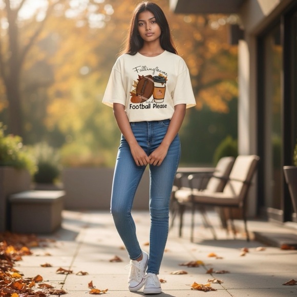 Falling Leaves & Football Please T-Shirt - Picture 4 of 4